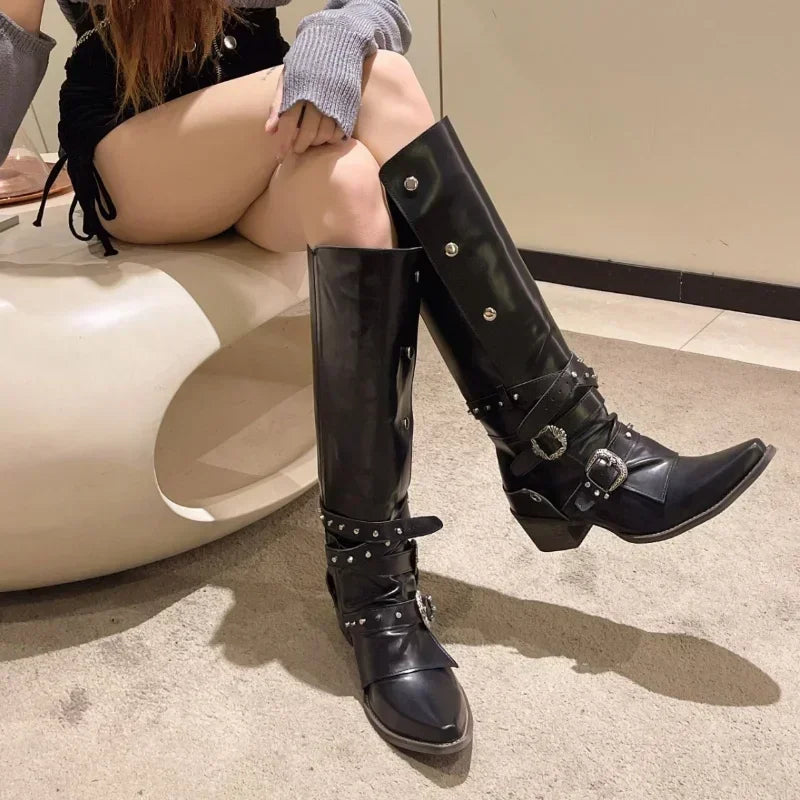 Women's Pointed Toe Mid-Calf Block Heel Boots | Sizes 5–14 Mid-Calf Boots Axl