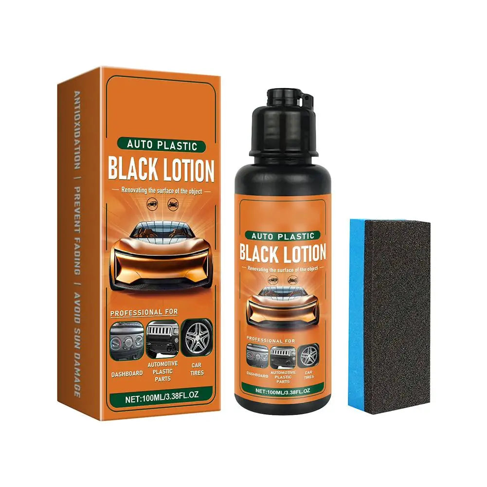 Car Black Plastic Restorer 100ml with Sponge | Dashboard & Bumper Plastic Trim Restorer Axl 1 Set