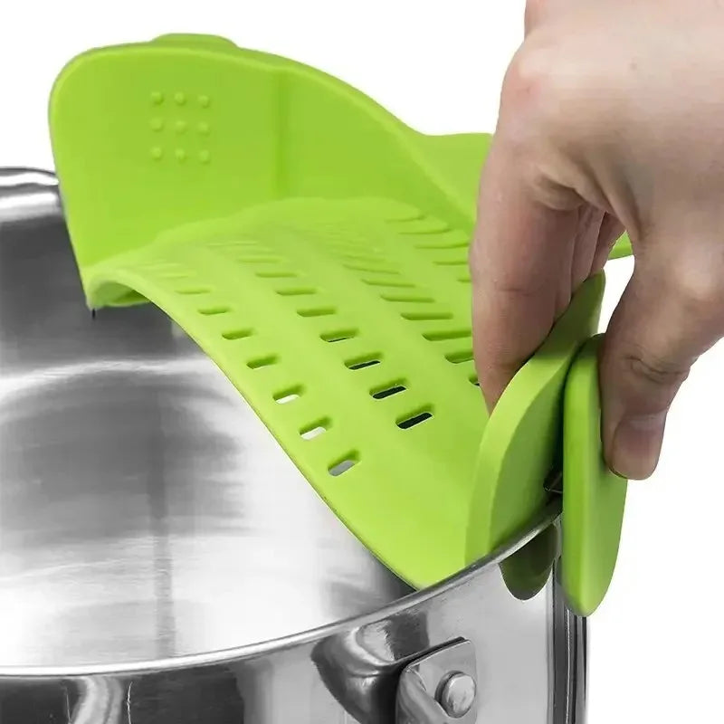 Silicone Clip-On Pot Strainer for Pasta, Veggies & Fruit Kitchen Strainer Axl