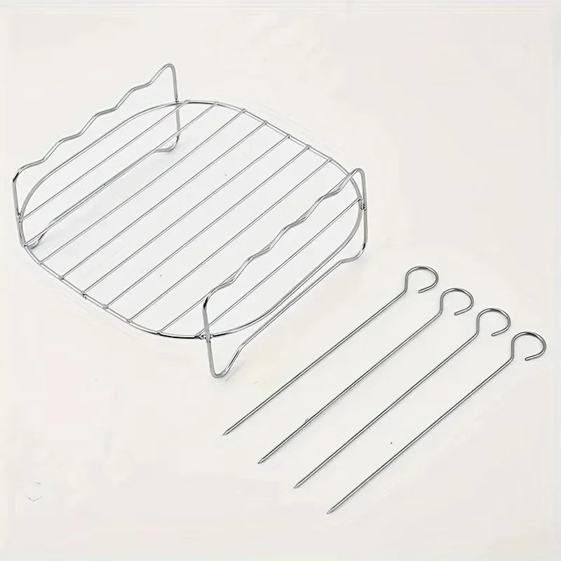 7.87" Air Fryer Square Grill Rack & 4 BBQ Skewers Set Air Fryer Accessory Axl Kitchen tools