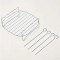 7.87" Air Fryer Square Grill Rack with 4 BBQ Skewers Air Fryer Accessories Axl Kitchen tools