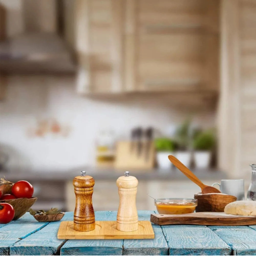 Bamboo Salt & Pepper Mill Tray | Condiment Serving Tray Bamboo Serving Tray Axl