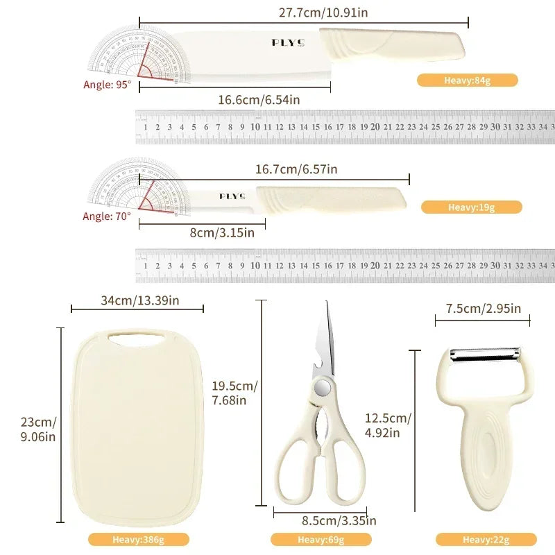 PLYS 2-in-1 Cutting Board Set – Cleaver, Knife & Scissors Kitchen Knife Set Axl