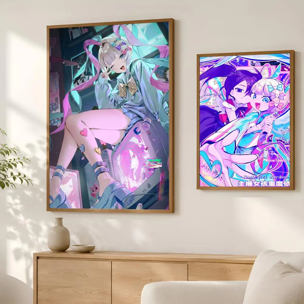 Game Waifu Streamer Wall Art Poster – Self-Stick HD Decor Wall Art Poster Axl