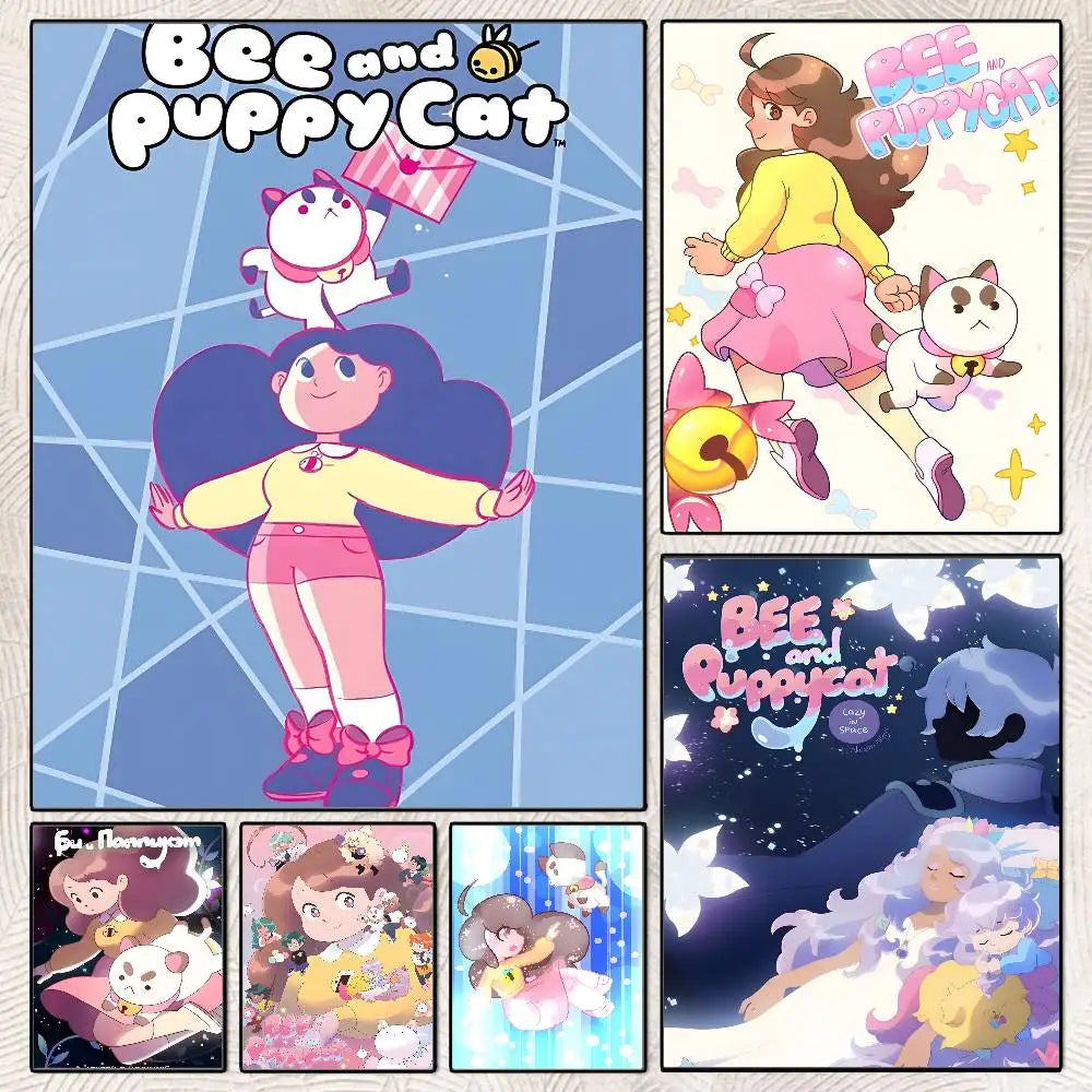 Cartoon Bee & Puppycat HD Wall Poster | Self-Adhesive Waterproof Wall Art Poster Axl