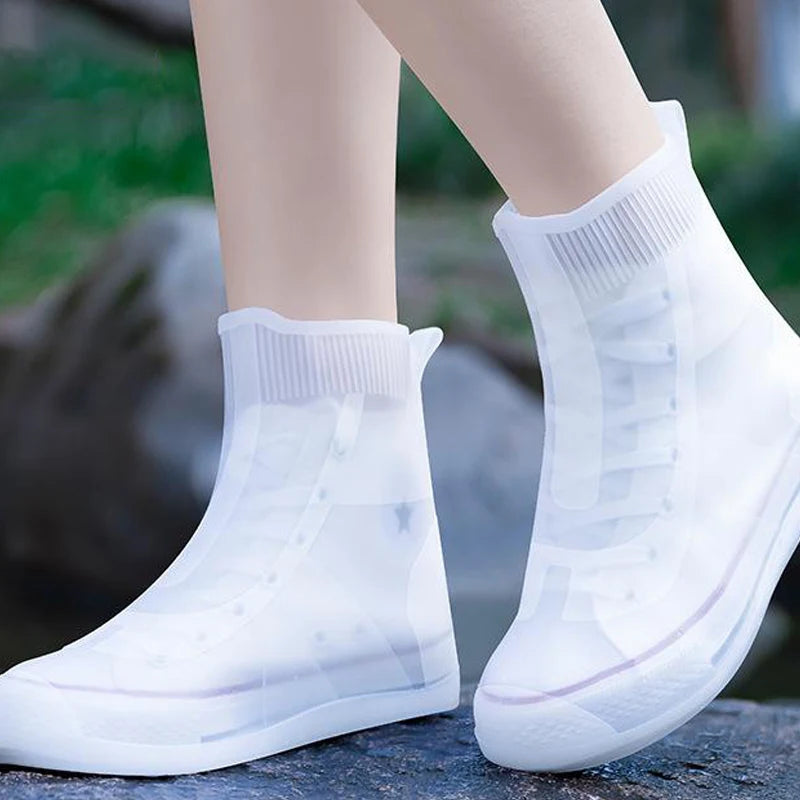 Waterproof Silicone Shoe Covers – Reusable Anti-Slip Overshoes Rain Shoe Covers Axl XL White