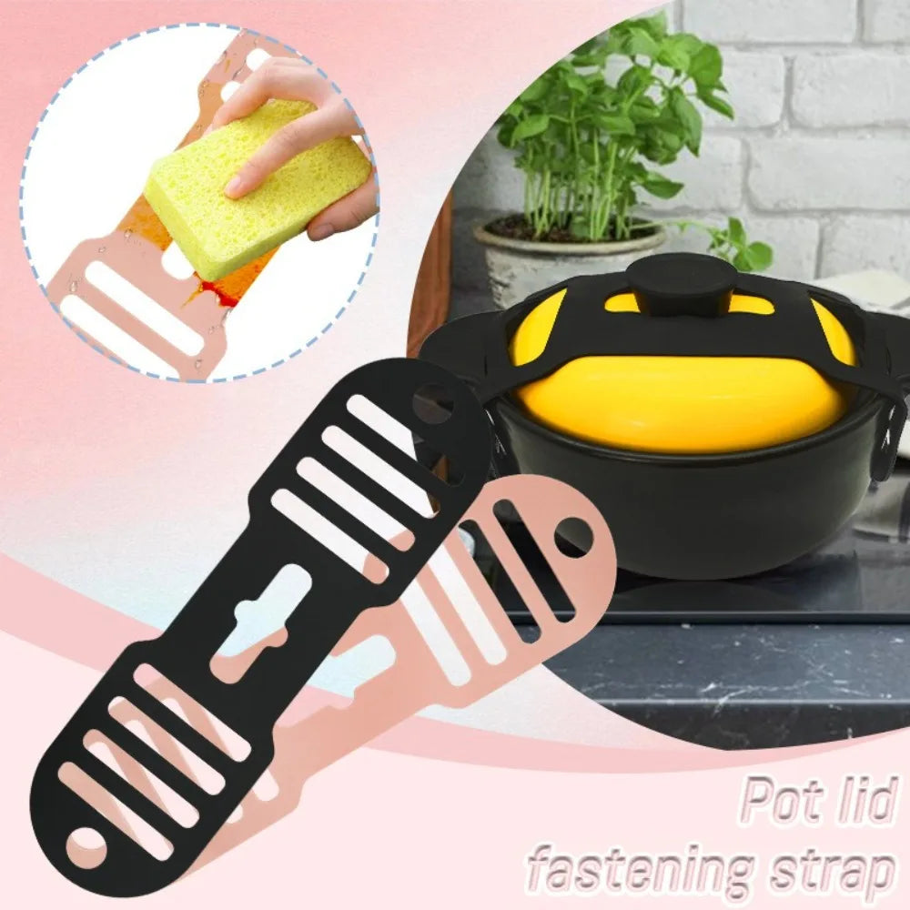 Silicone Pot Lid Holder Strap – Universal Elastic Band Cookware Accessory Axl