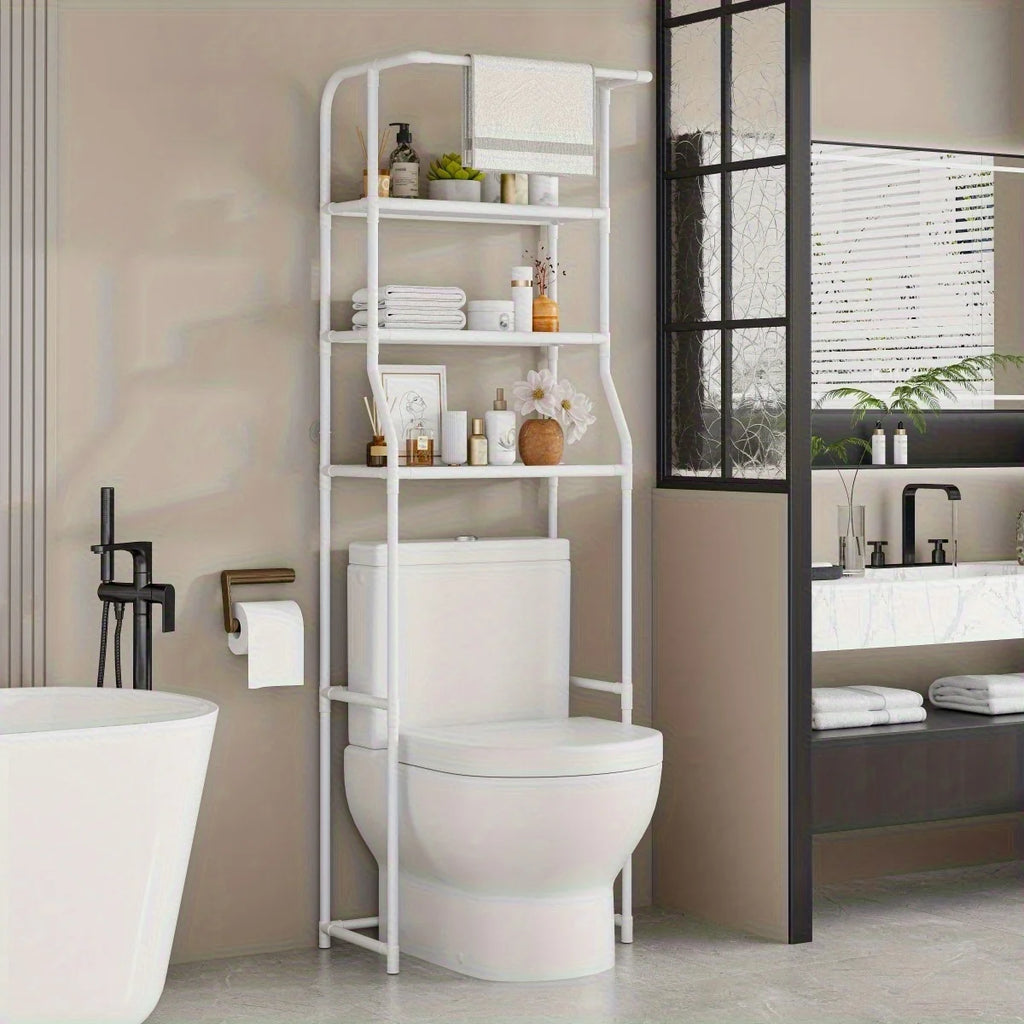 Multi-Layer Bathroom Storage Rack with Toilet Paper Holder Bathroom Storage Rack Axl White-M