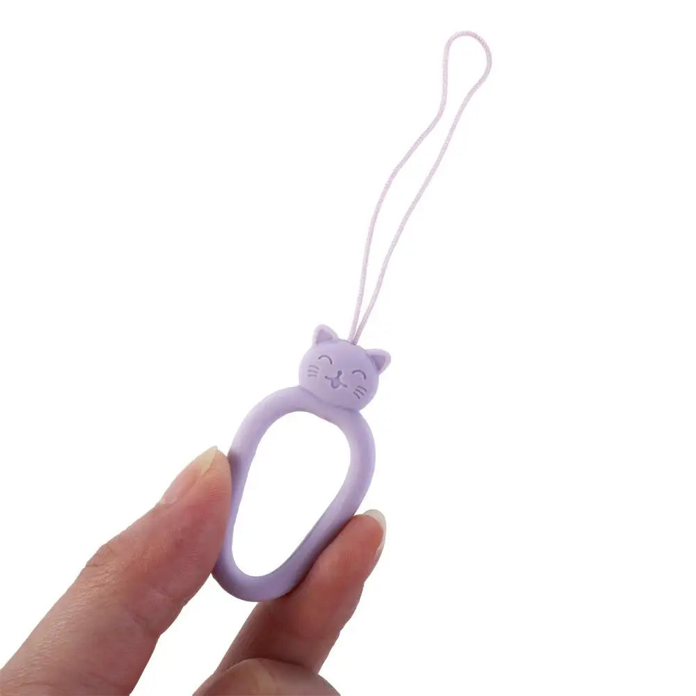 Cute Cat Silicone Finger Ring Lanyard – Anti-Lost Phone Pendant Phone Ring Lanyard Axl