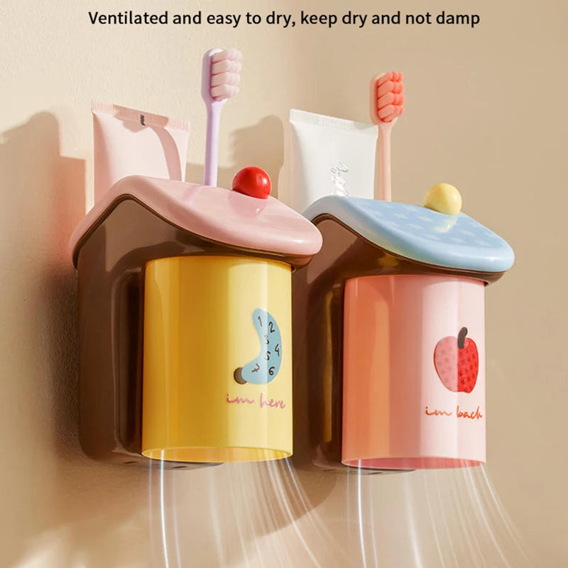 Magnetic Wall-Mounted Toothbrush Holder & Mouthwash Cup Toothbrush Holder Axl