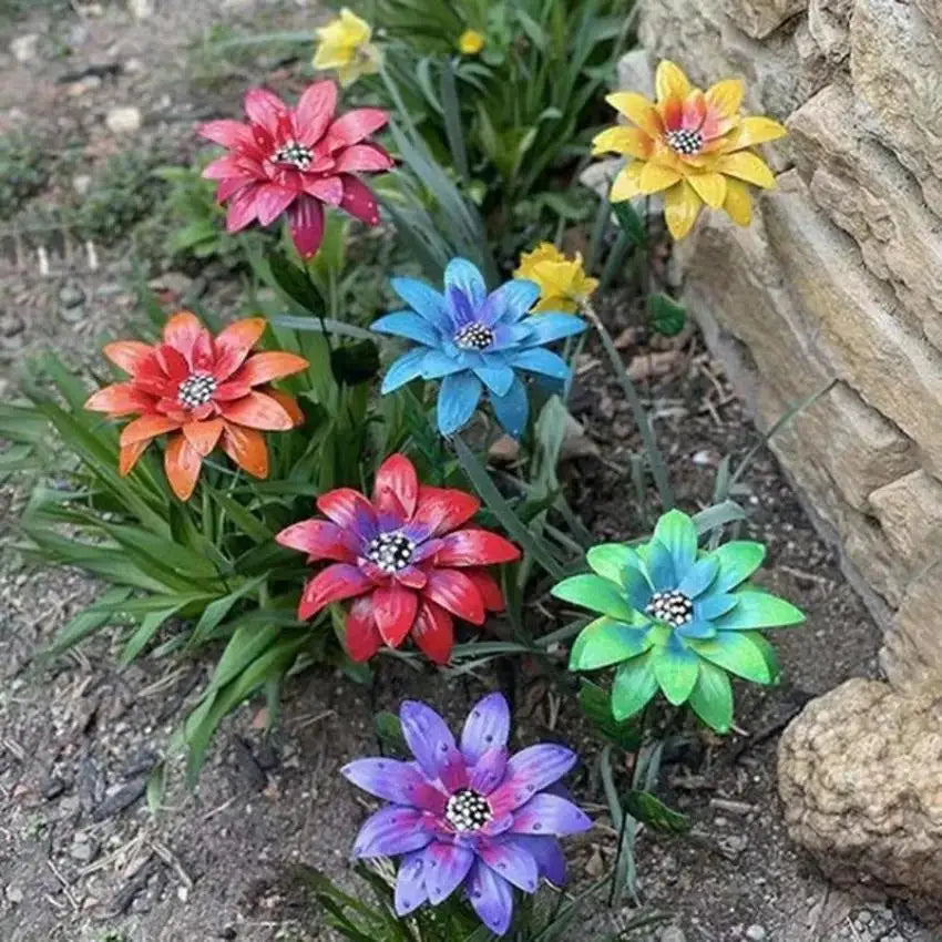 Rustproof Metal Flower Garden Stakes – Colorful Yard Lawn Art Garden Stake Decor Axl