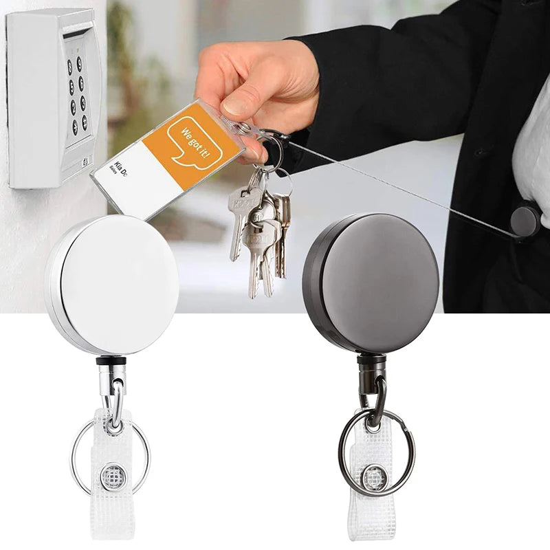Retractable Metal Badge Reel – ID Card & Key Ring Belt Clip Retractable Badge Reel Axl