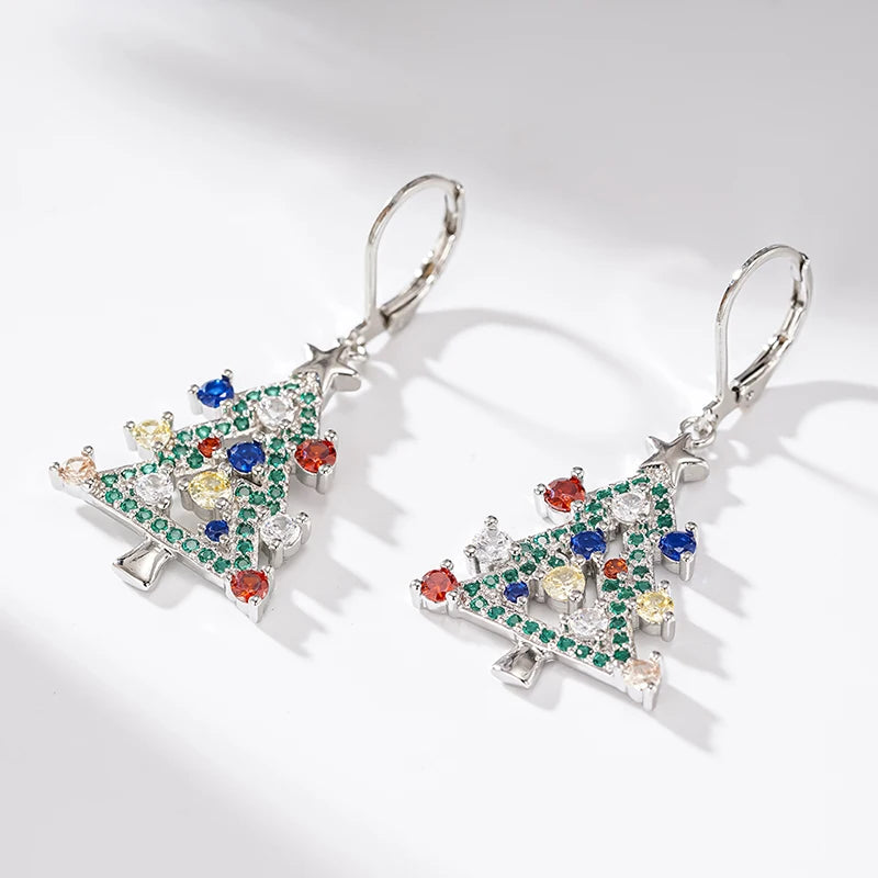 Huitan Christmas Tree Dangle Earrings – Colorful CZ Drop Dangle Earrings Axl