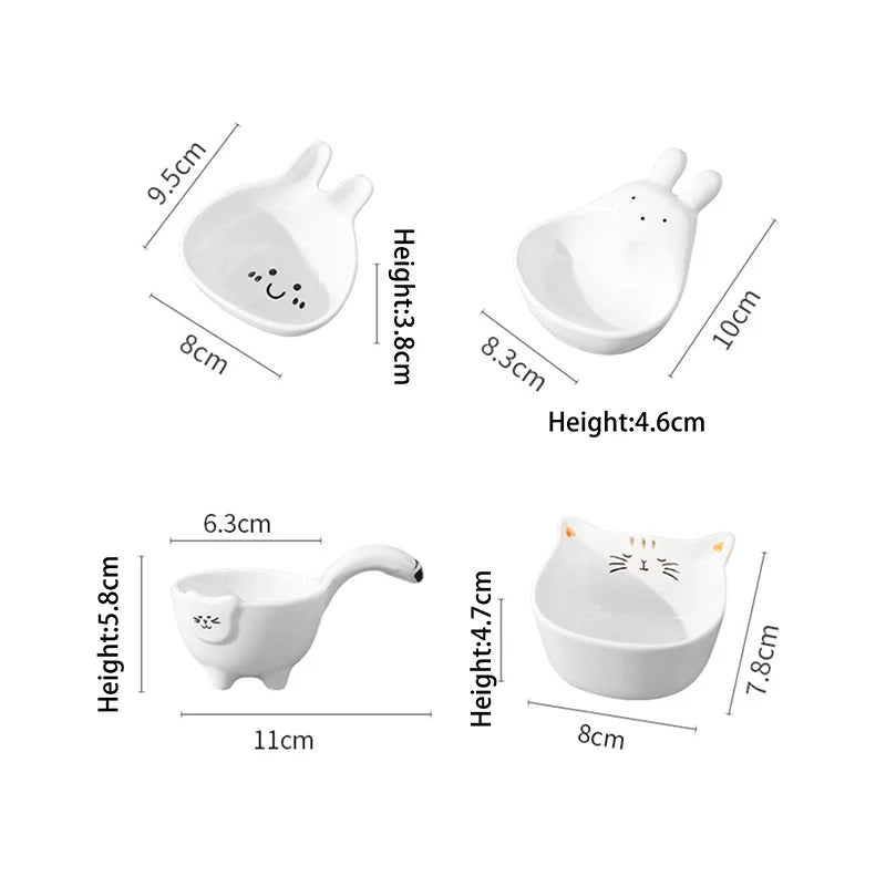 Ceramic Dipping Plate with Handle – Cute Rabbit & Cat Design Ceramic Dipping Plate Axl