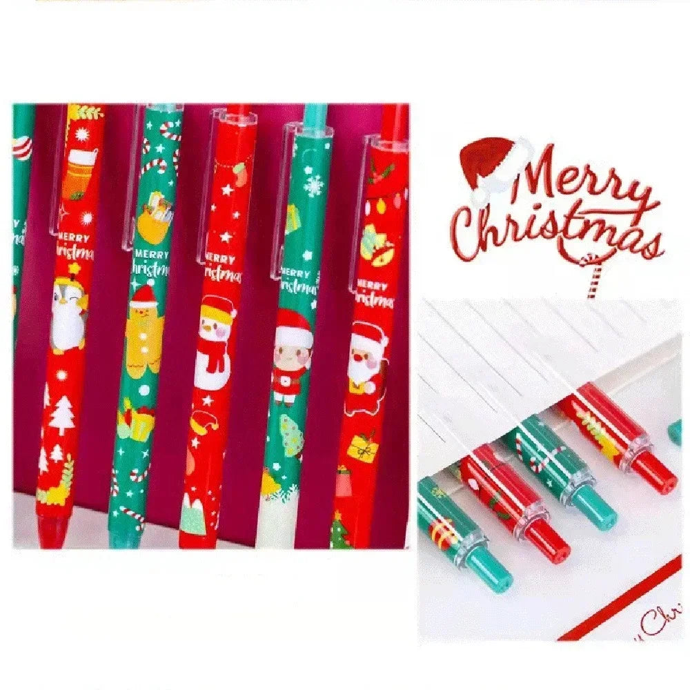10-Pack Christmas Cartoon Gel Pens 0.5mm Black Ink | Press Pens Gel Pen Set Axl
