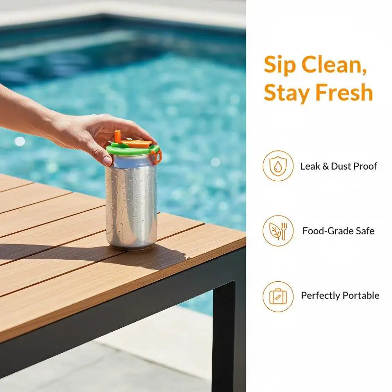 Reusable PP Can Lids with Straw – Leak-Proof Soda Covers Can Lid Cover Axl