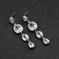 Huitan Long Drop Earrings – Oval CZ Silver Bridal Jewelry Drop Earrings Axl E2904