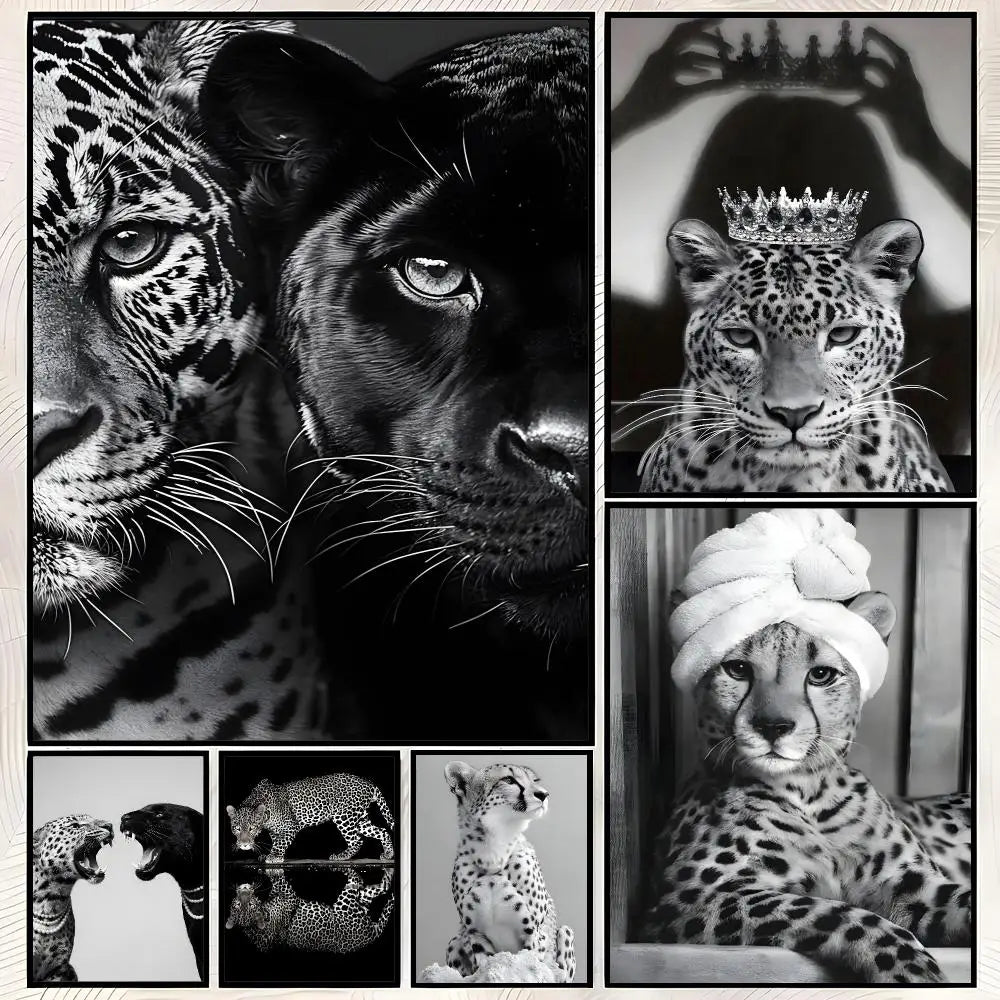 Black & White Leopard Self-Stick Wall Art Poster | Waterproof Wall Art Poster Axl