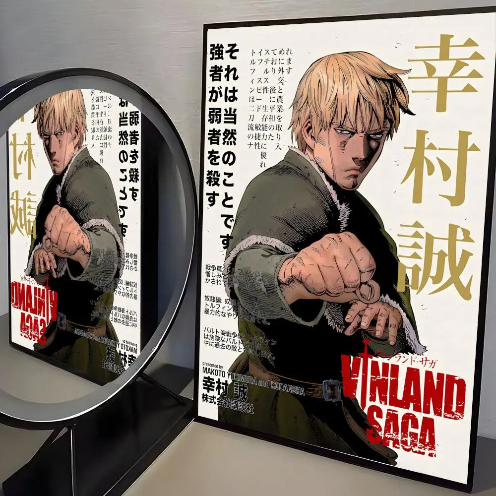 Vinland Saga Anime Wall Poster – Self-Adhesive Art Sticker Anime Wall Poster Axl Black15 40X60cmNoframe
