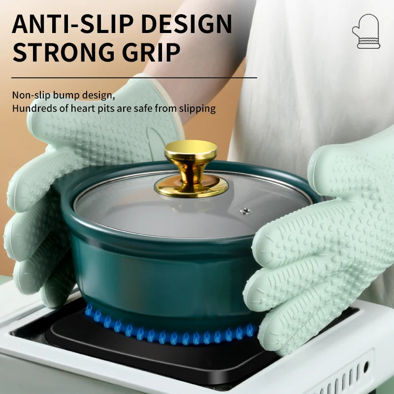 Heat-Resistant Silicone Oven & BBQ Gloves – Non-Slip Kitchen Silicone Oven Gloves Axl