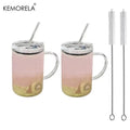 KEMORELA 1000ml Glass Tumbler with Lid & Straw | 1-2 Pack Glass Tumbler Axl 2PCS 1000ML