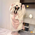 Cute Dog Cartoon Women's Fleece Hooded Pajama Set | Warm & Cozy Women's Fleece Pajamas Axl only robe S