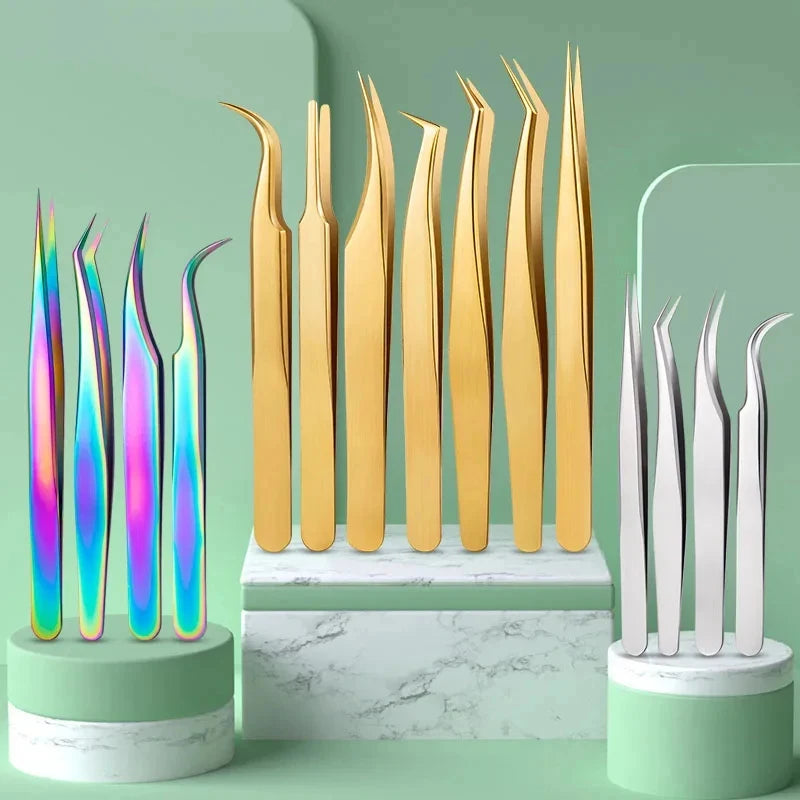 Gold Curved Tip Tweezers – Precision Lash Extension Applicator Lash Extension Tweezers Axl