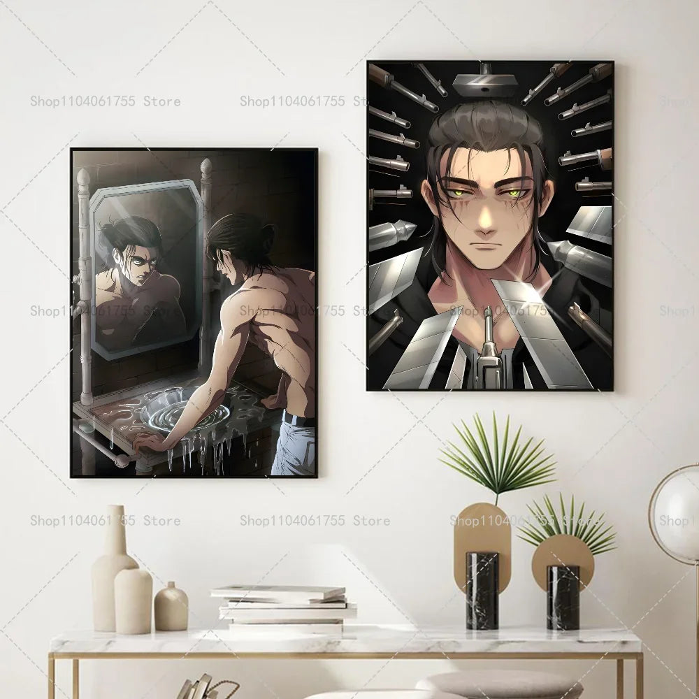 Attack on Titan Eren Yeager Anime Poster – Waterproof Wall Sticker Anime Wall Poster Axl