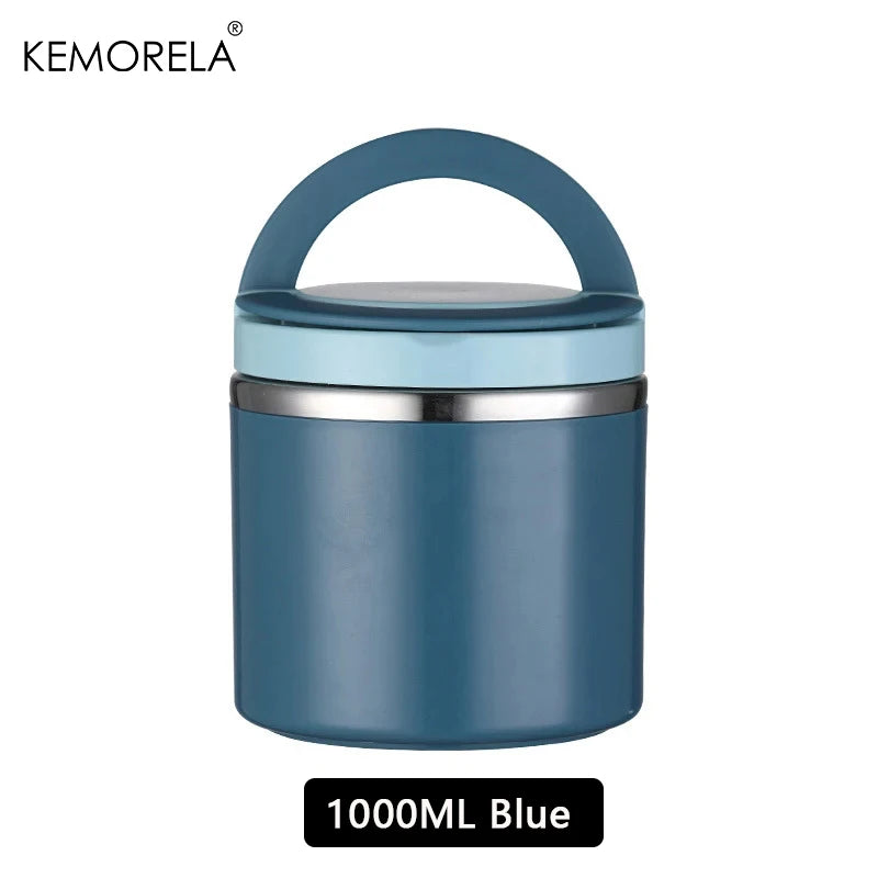KEMORELA Insulated Food Jar 630ml/1000ml – Stainless Thermos Insulated Food Jar Axl Blue-1000ml
