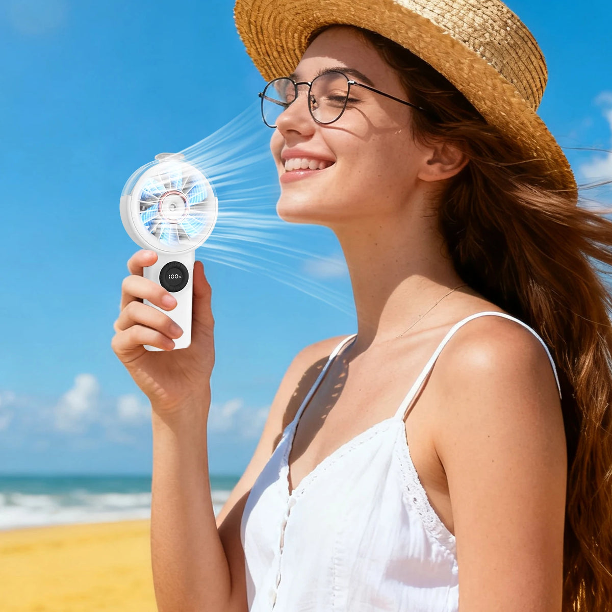 Handheld Misting Fan – 100 Speeds & Power Bank Function Handheld Misting Fan Axl