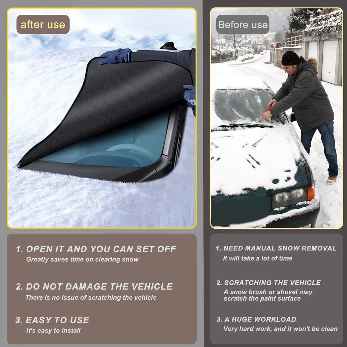 Heavy Duty Snow Windshield Cover – Waterproof Frost Guard Car Windshield Cover Axl