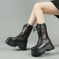 Women's Ankle Platform Wedge Boots – Lace-Up Openwork Style Platform Wedge Boots Axl black 36
