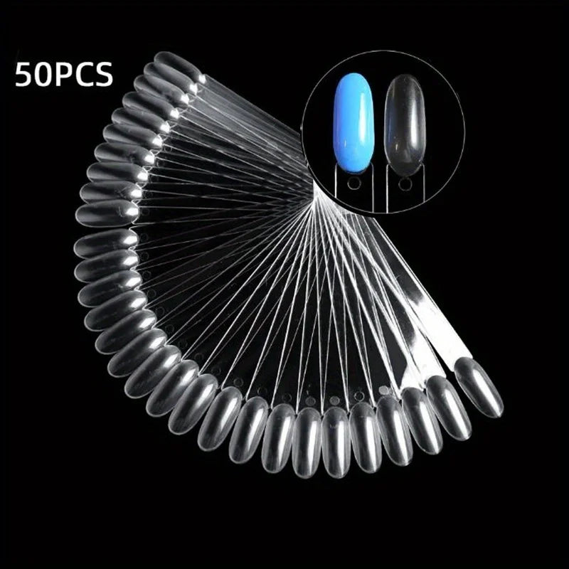 50 Pcs Clear Nail Swatch Sticks – Polish Display Tips Nail Swatch Sticks Axl Pointed Natural
