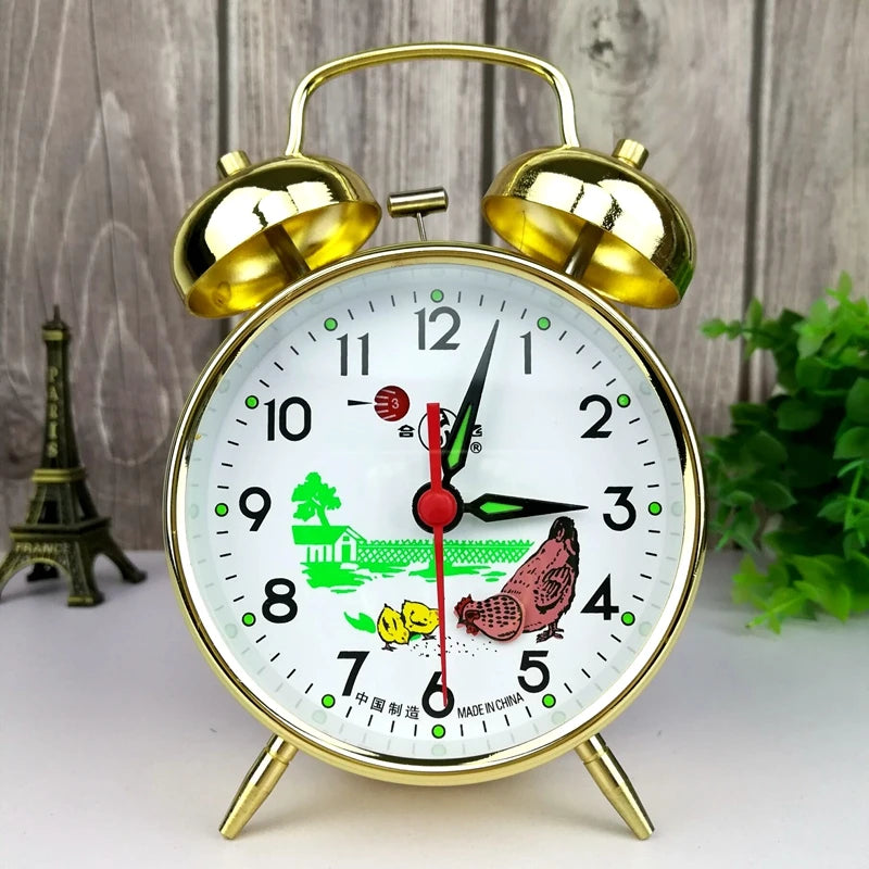 Vintage Gold Mechanical Alarm Clock – Silent Metal Desk Clock Mechanical Alarm Clock Axl