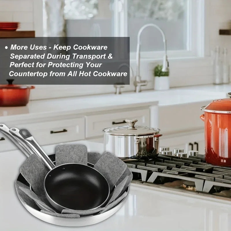 3-Pack Felt Pot & Pan Protector Divider Pads – Non-Scratch Mats Cookware Protector Pads Axl