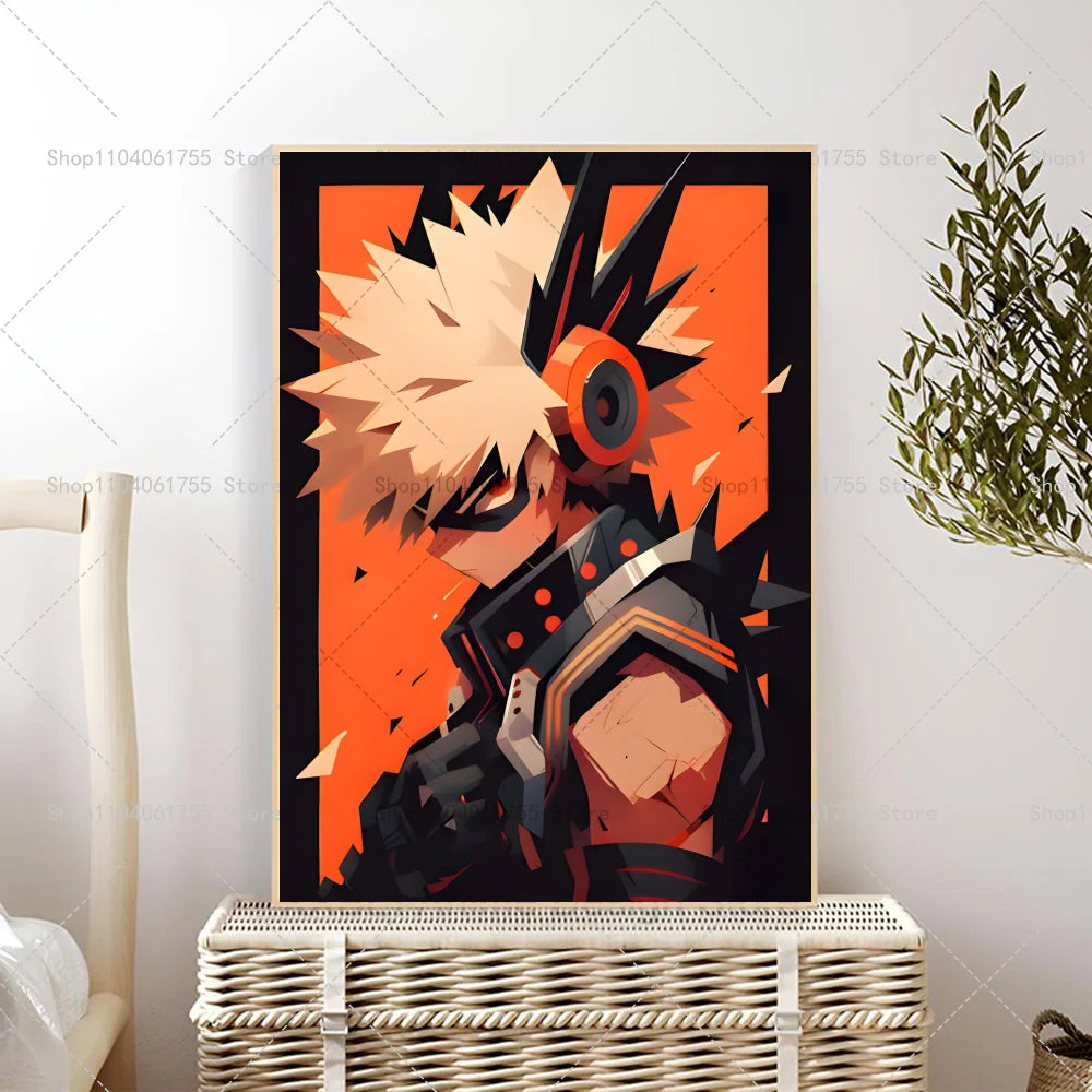 My Hero Academia Bakugo Anime Wall Poster Self-Adhesive Sticker Anime Wall Poster Axl z2 40x60cm No Frame