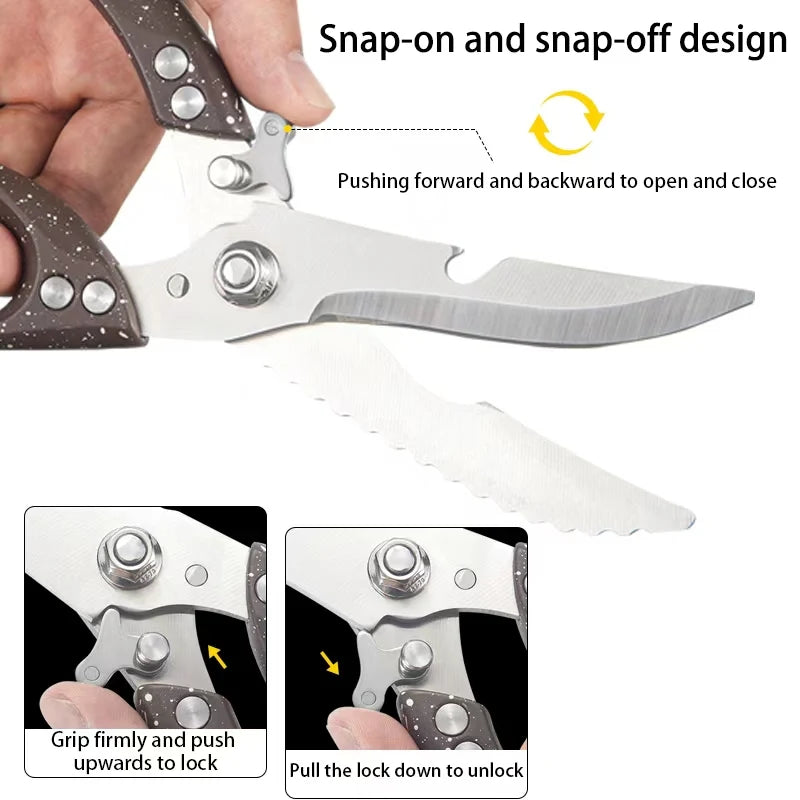 Ultra-Sharp Kitchen Scissors – Meat, Bone, Fish & Poultry Kitchen Scissors Axl