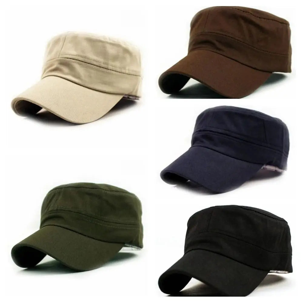 Adjustable Flat Top Cap – Breathable Cotton Sun Hat Unisex Flat Top Cap Axl
