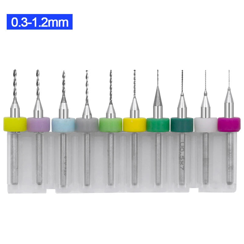 10-Pc Carbide Micro Drill Bits Set for PCB Circuit Boards Micro Drill Bit Set Axl 0.3-1.2mm