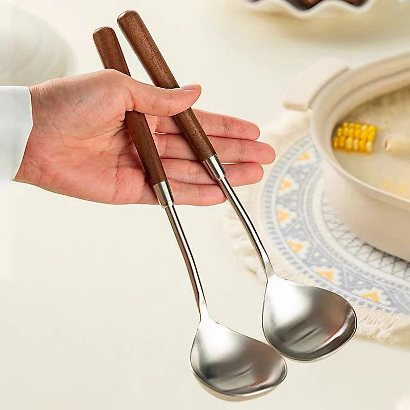Stainless Steel Long Handle Spoon – Walnut Wood Stirring Spoon Kitchen Stirring Spoon Axl