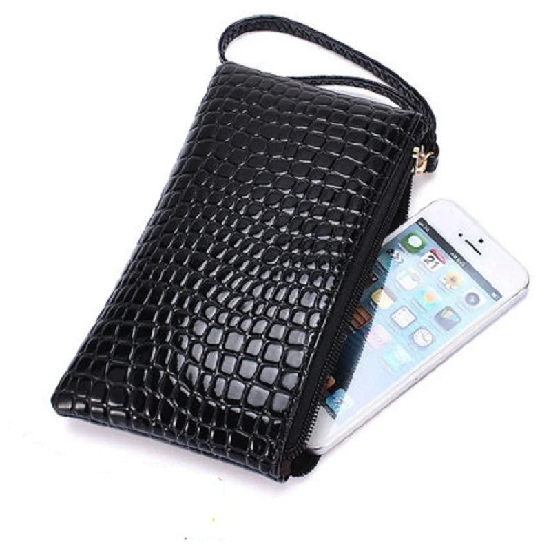 Women's Crocodile Grain PU Zip Coin Purse – Korean Style Zip Coin Purse Axl black
