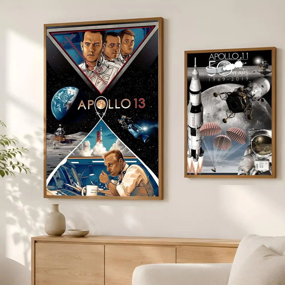 Apollo Moon Landing Self-Stick HD Wall Poster | Waterproof Wall Art Poster Axl