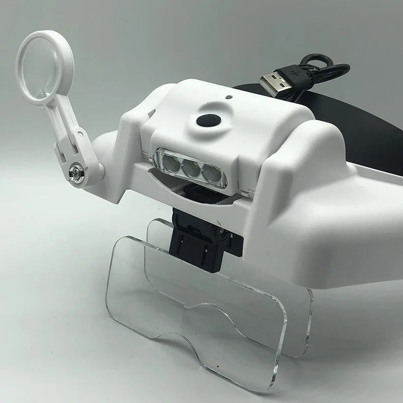 Head Magnifier with 3 LED Lights & USB Charging | Multi-Power Head Magnifier Loupe Axl
