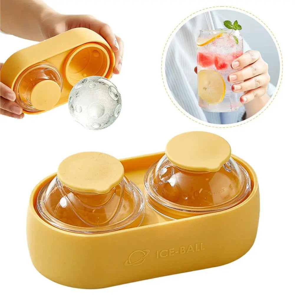 Moon Texture Silicone Ice Ball Mold – 2 Large Sphere Cavities Silicone Ice Mold Axl