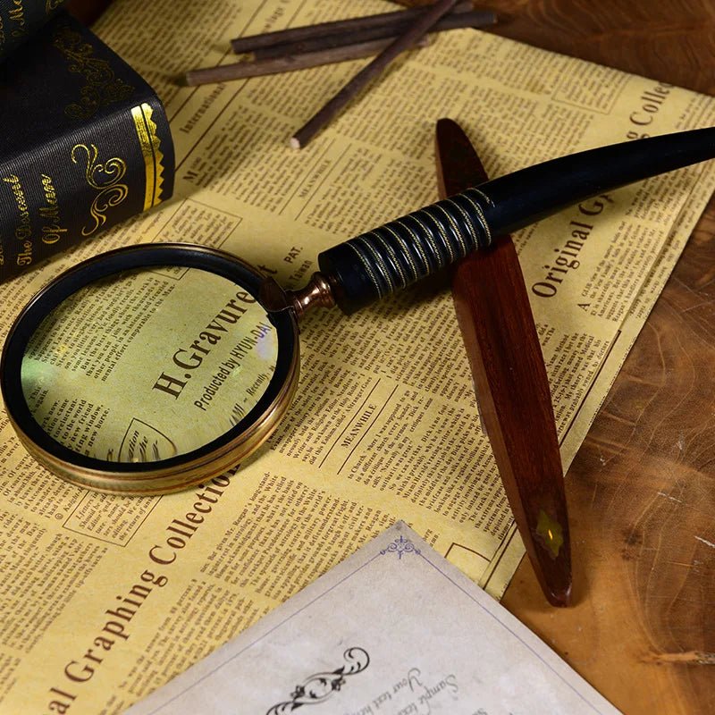 Retro Brass Horn Magnifying Glass – Vintage Desk Ornament Decorative Magnifying Glass Axl 4