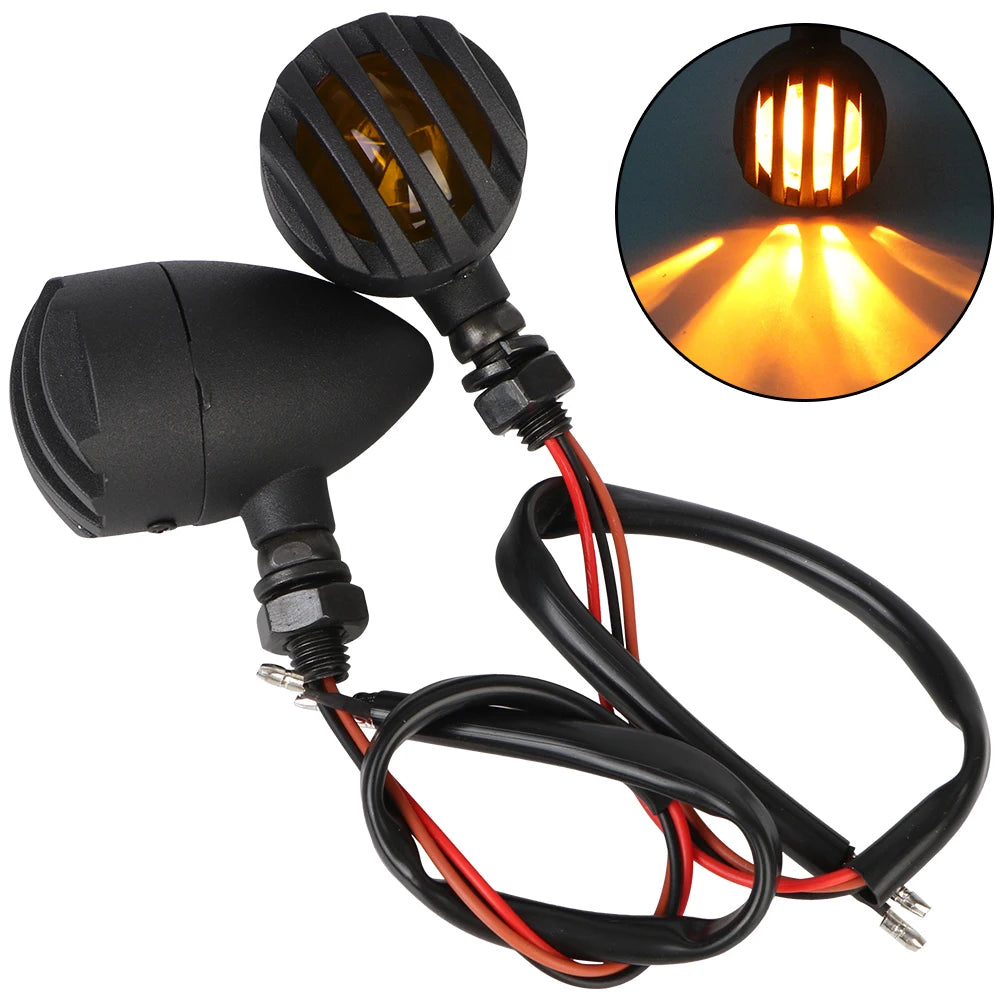 Retro Motorcycle Turn Signal Indicators – 2Pcs Halogen Blinker Motorcycle Turn Signals Axl Yellow lens