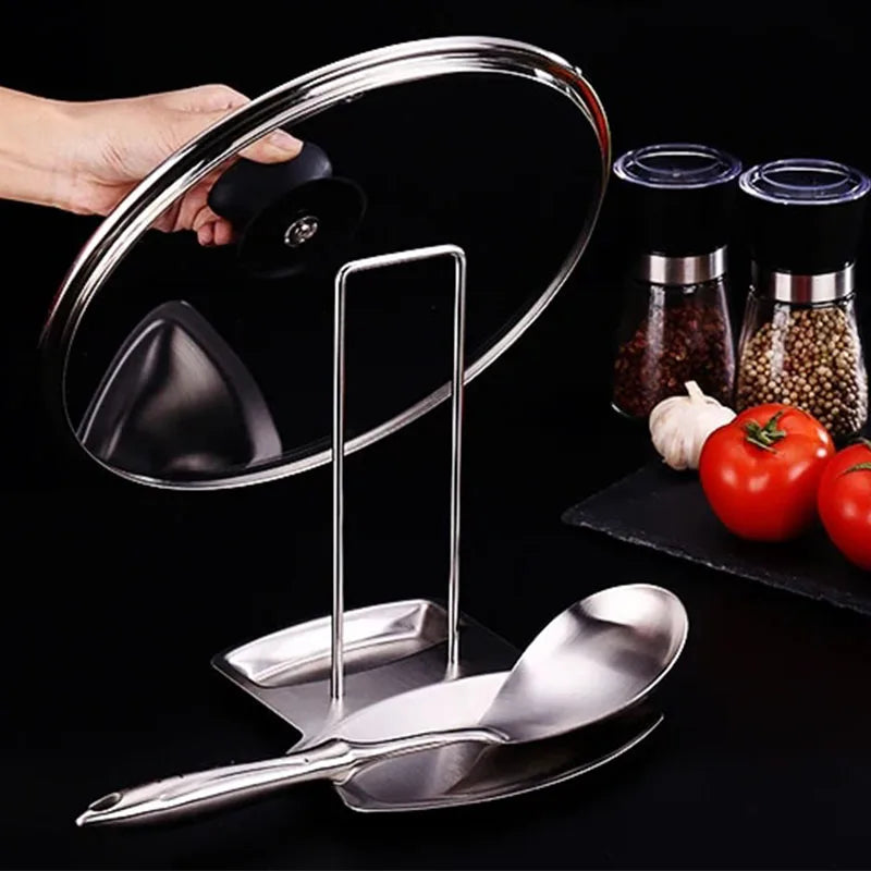 Stainless Steel Pot Lid Rack & Spatula Spoon Holder Stand Kitchen Utensil Rack Axl