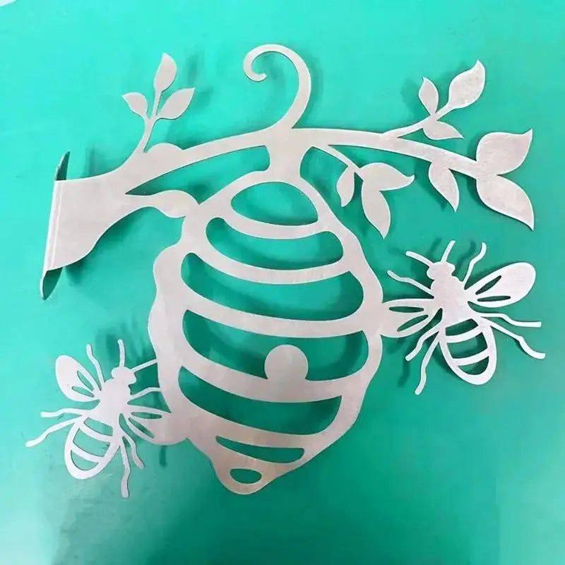 Metal Honeycomb Bee Garden Stake – Iron Art Outdoor Pendant Garden Art Stake Axl