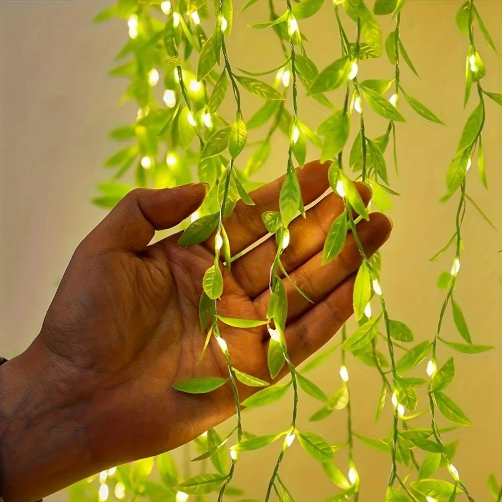 2M 20-LED Willow Leaf String Lights | Battery Copper Wire Decor LED String Lights Axl 2 M 20 Light