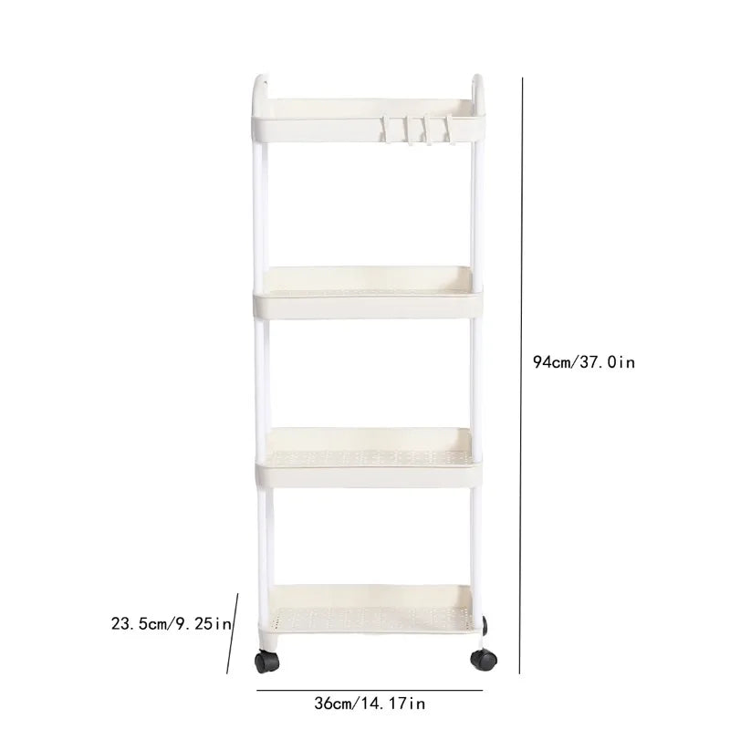 3/4-Tier Rolling Storage Cart with Lockable Wheels | Kitchen & Bath Rolling Storage Cart Axl